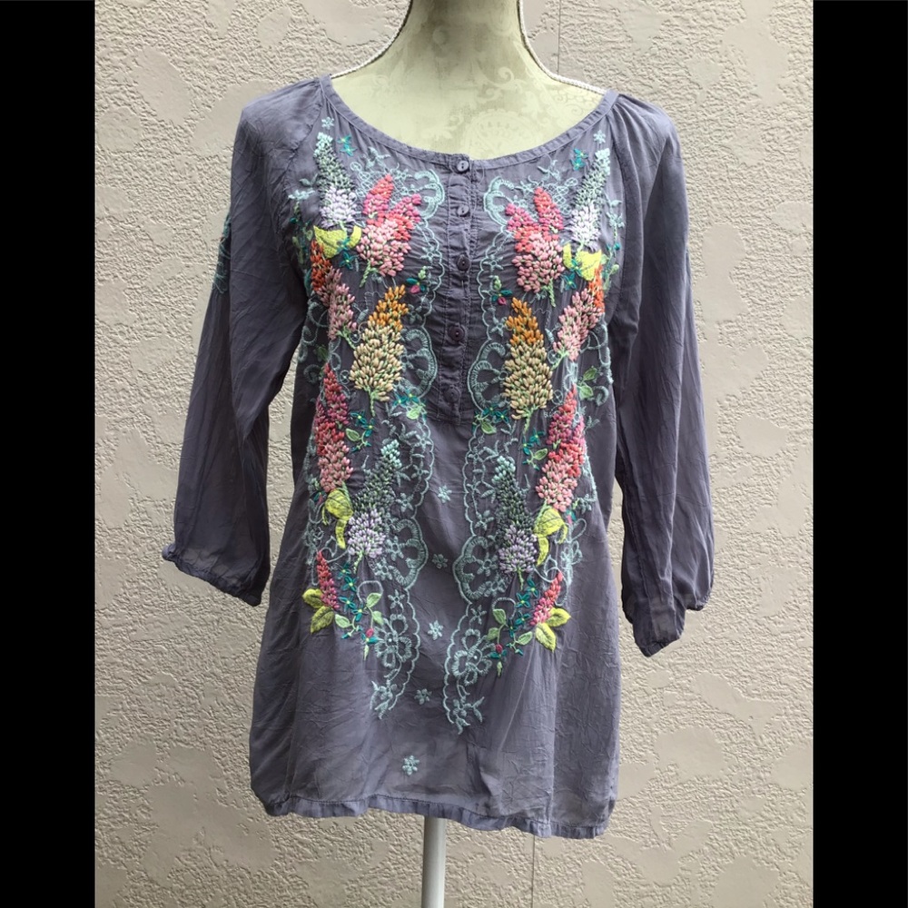 JOHNNY WAS slate gray tunic